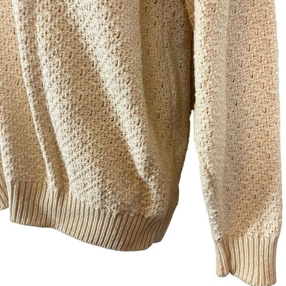 Jantzen Vintage Pointelle Cottagecore Scalloped V-Neck Long Sleeve Sweater XL - Picture 10 of 16